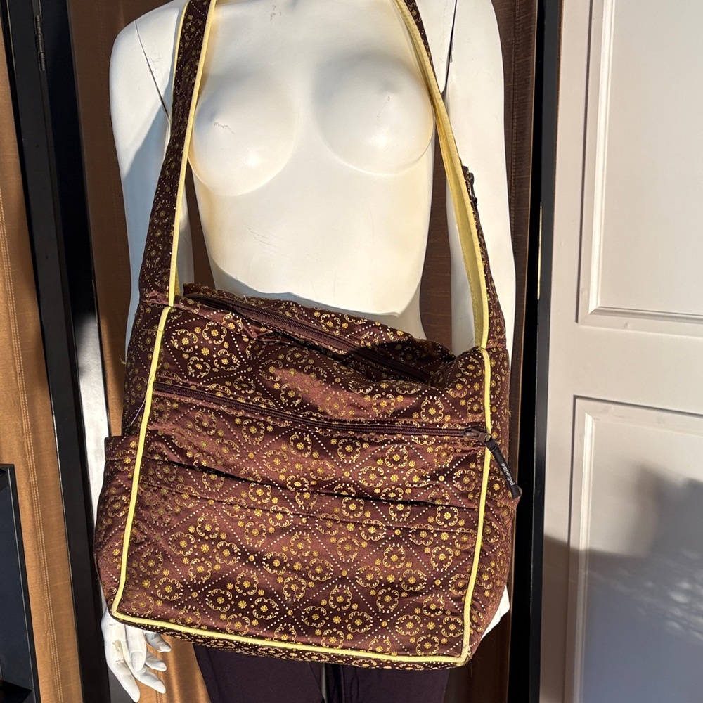 Brown Patterned Diaper Bag From Petunia Pickle Bottom